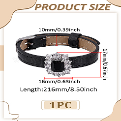 1шт регулируемые браслеты из искусственной кожи с кубическими цирконами для женщин&nbsp;BJEW-LP0003-41A
