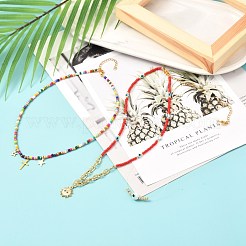 Set di collane con perline di semi di vetro perline malocchio&nbsp;NJEW-JN03722-02