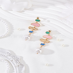 1 пара сережек с цветным жемчугом для женщин&nbsp;EJEW-LP0011-04