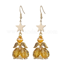Pendientes colgantes de vidrio y cuentas de semillas de vidrio hechos a mano con forma de estrella de ángel para mujer&nbsp;EJEW-MZ00393-01