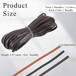 3 cordon plat en cuir PU 3 couleurs&nbsp;OCOR-CL0001-15B