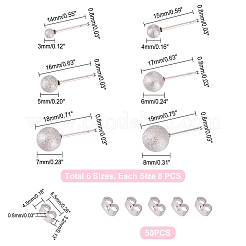 48 шт. серьги-гвоздики из нержавеющей стали 304 6 размера&nbsp;STAS-DC0007-41