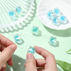 10 шт. двухцветные радужные переливающиеся акриловые бусины с УФ-покрытием&nbsp;TACR-YW0002-33G