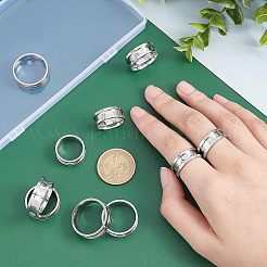 21 Stück 7 Größen 201 Edelstahl geriffelter Fingerring für Frauen&nbsp;RJEW-DC0001-08