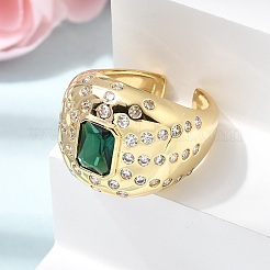 Bagues ouvertes en laiton avec micro pavé de zircones cubiques pour femmes&nbsp;RJEW-L343-03G-04