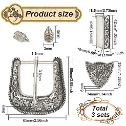 3 комплект пряжек для ремня из сплава&nbsp;DIY-BC0012-23