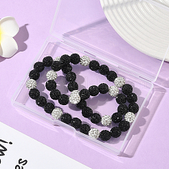 1 collana elasticizzata con perline rotonde e strass in argilla polimerica&nbsp;NJEW-SP0001-14H