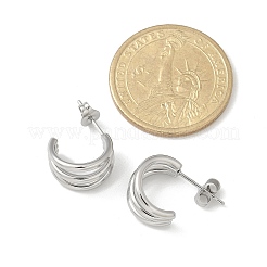 Pendientes de botón de triple C en acero inoxidable 304 para mujer&nbsp;EJEW-C096-68P-01