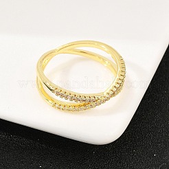 Латунные микро проложить пальцев кольца кубического циркония&nbsp;RJEW-D340-01G-05