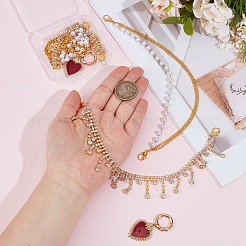 4 шт. железных цепочек для ремешков на ботинки со стразами и латунью и 2 шт. эмалевых подвесок в форме сердца для обуви&nbsp;HJEW-DR00260