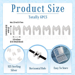 6 pièce de 925 perles initiales creuses en argent sterling&nbsp;STER-TA0001-53M