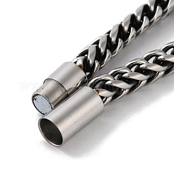 Braccialetti magnetici leopardo a catena di grano in acciaio inossidabile 304 per uomo&nbsp;BJEW-C072-02AS