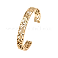 Brazaletes huecos de acero inoxidable 304 con puño abierto para mujer&nbsp;BJEW-F547-01G