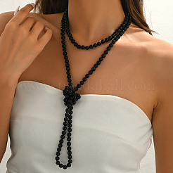 Длинные ожерелья из пластиковых бусин-имитаторов во французском стиле диаметром 8 мм для женщин&nbsp;EA7399-1