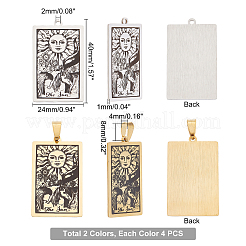 8 pendentif en acier inoxydable 201 de 2 couleurs&nbsp;STAS-DC0011-12