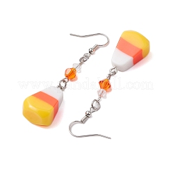Серьги с подвесками из смолы и стекла Candy Corn&nbsp;EJEW-JE05862