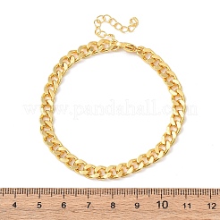Латунные кубинские звенья цепи браслеты для женщин&nbsp;BJEW-C140-10G