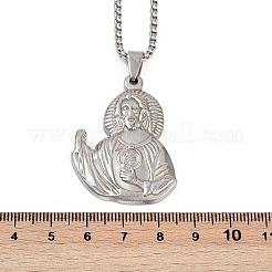 Ожерелья с подвеской Святого Иуды из нержавеющей стали 201 для мужчин и женщин&nbsp;LS-NJEW-K283-16P