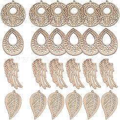 Gros pendentifs en bois non teint&nbsp;WOOD-SC0001-07