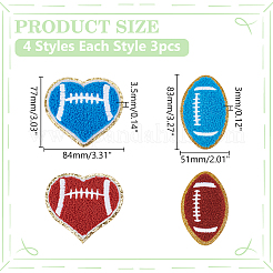 12 шт. 4 стиля регби полиэстер вышитые аппликации&nbsp;PATC-WR0001-13