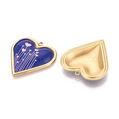 Pendentifs en forme de cœur en acier inoxydable 304 de style imprimé&nbsp;STAS-T071-26B-G