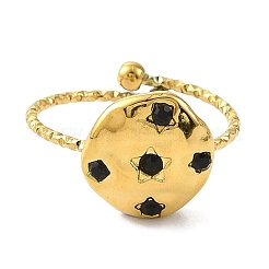 Bague réglable en acier inoxydable 304 avec placage ionique (IP) pour femme&nbsp;RJEW-F166-10G-01