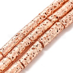Fili di perle di roccia lavica naturale elettrodeposta&nbsp;G-G984-02
