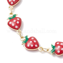 Изготовление браслета-цепочки из латунной эмали с красными клубничными звеньями&nbsp;AJEW-JB01420