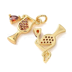 Ciondoli in ottone con micro pavé di zirconi rossi&nbsp;CU-E003-02G