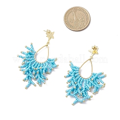 3 пара сережек-гвоздиков из стеклянных бусин ручной работы&nbsp;EJEW-MZ00564