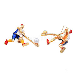 Хоккейная эмалированная булавка с жемчугом из абс-пластика&nbsp;JEWB-N007-171