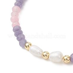 Браслеты из натурального окрашенного малайзийского нефрита и натурального культивированного пресноводного жемчуга для женщин&nbsp;BJEW-JB13154