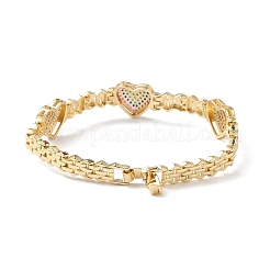 Bracciali a maglie di cuore con zirconi cubici&nbsp;BJEW-M291-03G