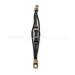 Bracelets rétro de multi-brins en cuir tressé avec cordon&nbsp;BJEW-L616-20I
