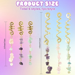 6 шт. 6 стиля заколок для волос с натуральным цветком амазонита&nbsp;OHAR-YW00002