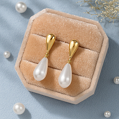 6 пара двухцветных сережек-гвоздиков с имитацией жемчуга из смолы&nbsp;EJEW-GO0003-19