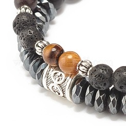 Ensemble de bracelets extensibles en perles de bois naturel&nbsp;BJEW-JB07343