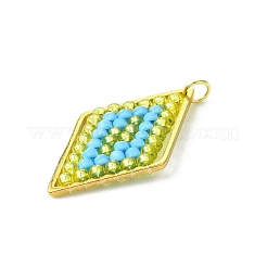 Pendenti a forma di rombo con perline di vetro&nbsp;PALLOY-MZ00528-02