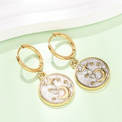 Pendientes de aro colgantes de acero inoxidable 304 con rhinestone para mujer.&nbsp;EJEW-F417-01G-01