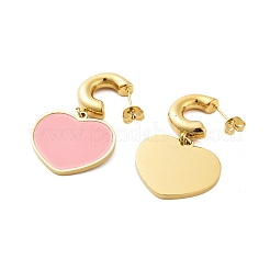 Серьги-гвоздики в форме сердца из нержавеющей стали 304 с ионным покрытием (IP)&nbsp;EJEW-A114-11G-03