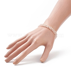 Bracelet coulissant perlé à double couche de quartz rose naturel&nbsp;BJEW-JB08971-02