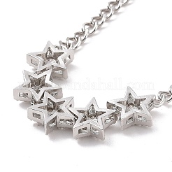 Collier pendentif étoile en zircone cubique transparente avec chaînes gourmettes en laiton pour femme&nbsp;NJEW-E042-01P