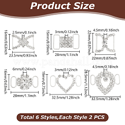 12 Stück 6 Stile Messing Kristall Strass Verbinder Charms&nbsp;KK-HY0004-27
