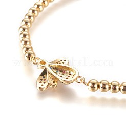 Bracciali scorrevoli in ottone con zirconi cubici regolabili&nbsp;BJEW-L652-11G