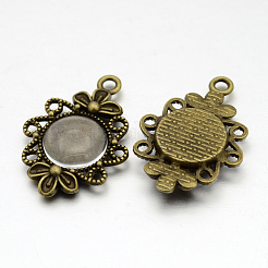 12 mm transparentes Glas Cabochon Abdeckungen und oval mit Blumen Zink-Legierung Anhänger cabochon Fassungen&nbsp;DIY-X0231-AB-NF