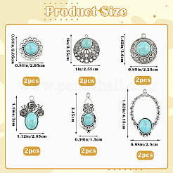 12 pz 6 pendenti in turchese sintetico tinto in {2} stili&nbsp;FIND-SZ0019-80
