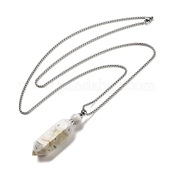 Ожерелья с подвеской из натурального мексиканского агата в виде флакона духов&nbsp;G-C155-04P