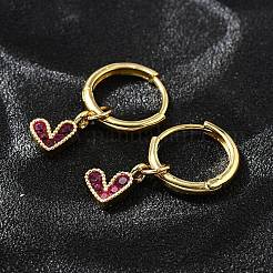 Orecchini a cerchio in ottone a cuore&nbsp;EJEW-Z086-16G