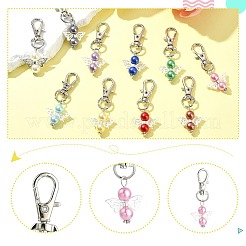 60 шт. 10-х цветные подвесные украшения в виде ангела из акрила и сплава&nbsp;HJEW-CJ00064