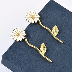 Серьги-гвоздики из латуни с цветком&nbsp;EJEW-C181-05G